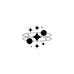 Minimalist Cosmic Logo Design: Stars, Planets, and Orbits