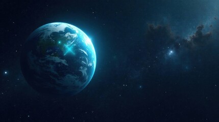 Obraz premium A Celestial Sphere Glowing Brightly in the Vast Expanse of the Cosmos, Surrounded by Distant Stars and Nebulae