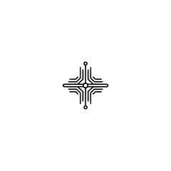 Minimalist Circuit Board Icon in Black on Light Grey: Technology Concept