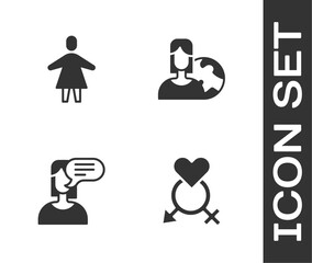 Set Gender, Female, opinion and Women from different countries icon. Vector