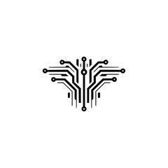 Abstract Circuit Board Design on White Background - Technology Illustration
