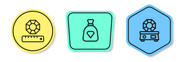 Obraz premium Set line Gem stone, Bag with gems and . Colored shapes. Vector