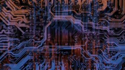 Electronic circuit board showing futuristic technology and digital connections