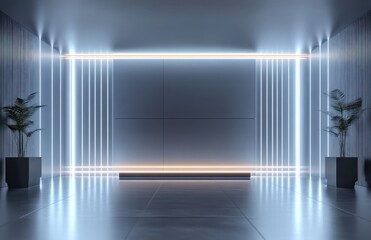 Modern Empty Futuristic Showcase Room