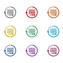 Coming soon loading icon isolated on white background. Set icons colorful