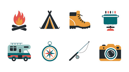 Camping and outdoor adventure icons
