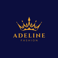 Gold and Navy Luxury Crown Fashion Brand Logo