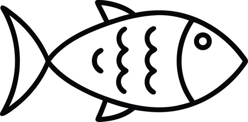 Fish or seafood line art icon. Fish vector icon. Vector outline fish icon. Fishing symbol. Seafood icon, vector illustration on white background