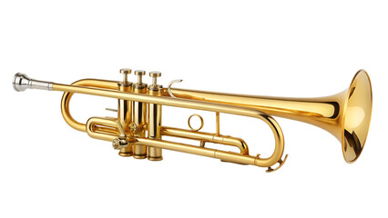 Obraz premium high quality stock photo of a golden trumpet isolated on white background PNG. GENERATIVE AI