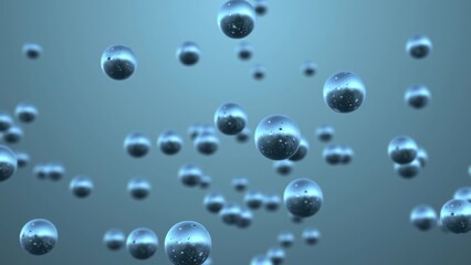 Shiny Spheres Floating in Mid-Air with a Soft Blue Background