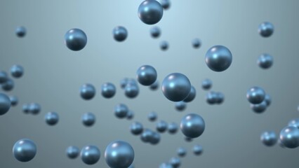 Shiny blue spheres floating in a gradient background