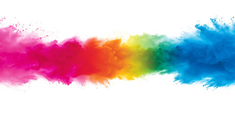  holi colorful powder explosion isolated on white background PNG. GENERATIVE AI