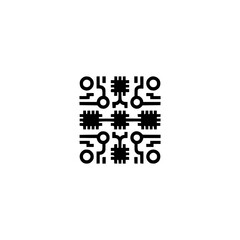 Abstract Circuitry Pattern in Black and White, Minimalist Design