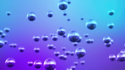 Spheres with speckled surface floating on gradient purple and blue background