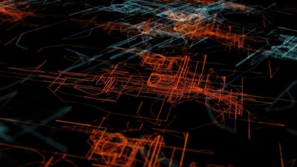 Complex network of lines creating an abstract technological background