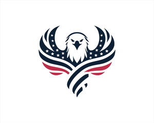 American Eagle Logo. USA Flag Eagle Vector. Patriotic Eagle Emblem.
