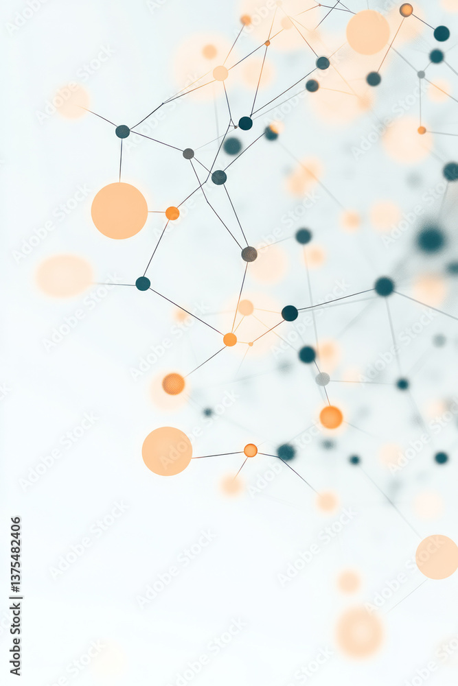 Aufkleber a minimalist abstract network of delicate lines and soft glowing nodes, floating on a clean white