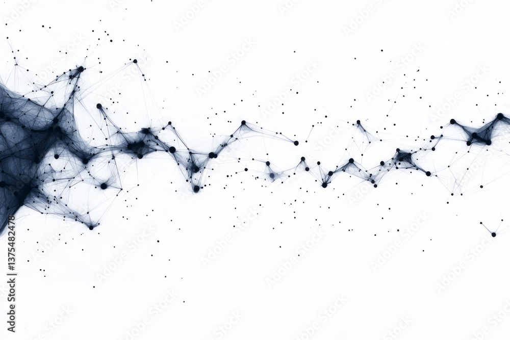 Aufkleber an elegant composition of thin, interconnected lines and subtle dots forming a digital web,