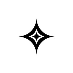 Fototapeta premium Geometric Starburst Logo Icon, Minimalist Black and White Design