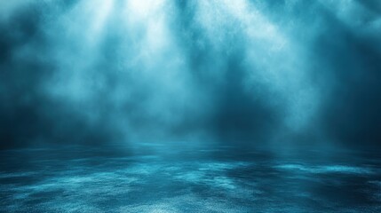 Ethereal Teal Underwater Scene Dramatic Lighting and Misty Depth