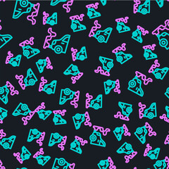 Line Car exhaust icon isolated seamless pattern on black background. Vector