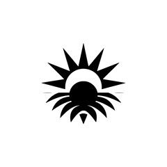 Geometric Sun and Spider Silhouette Logo - Minimalist Design