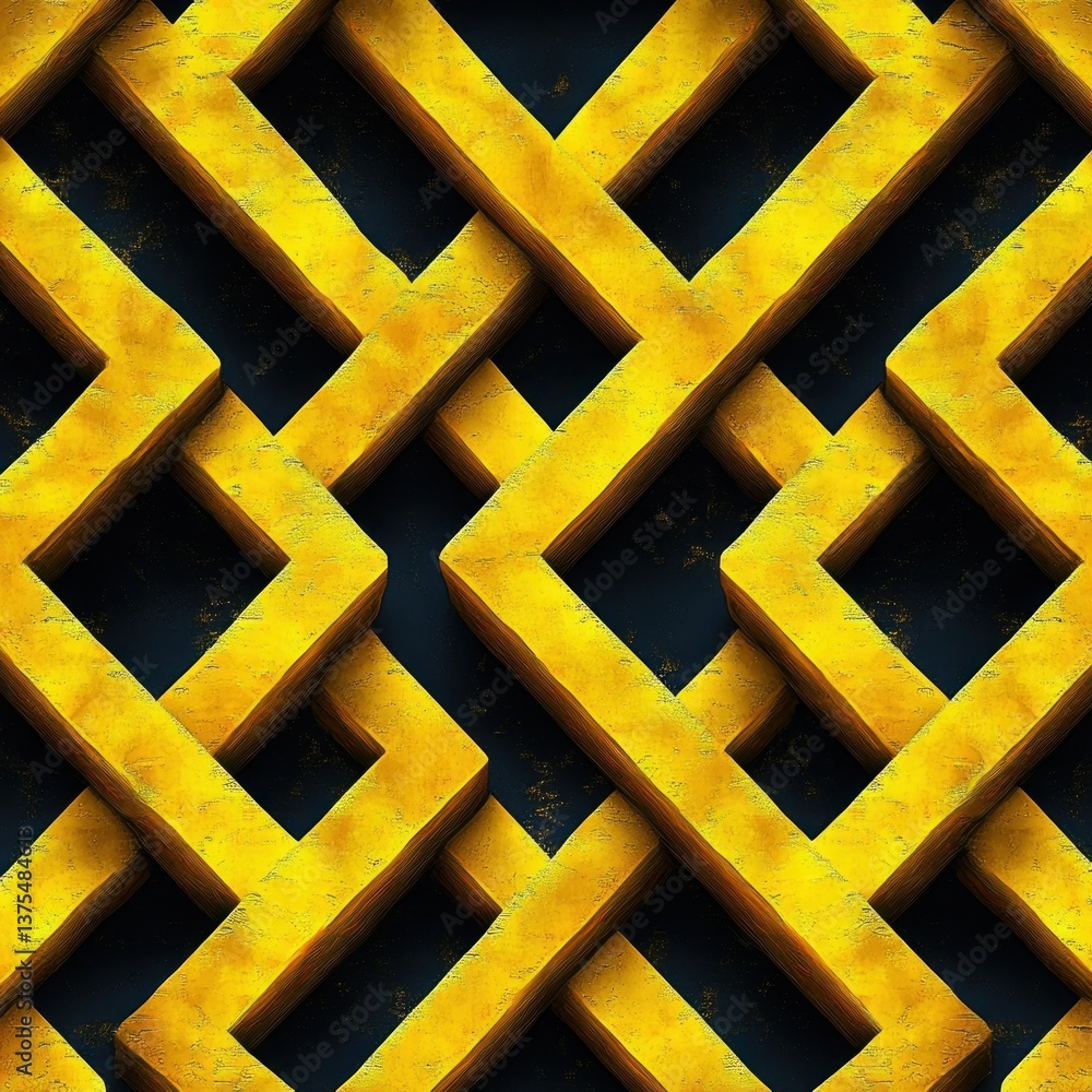 Poster geometric pattern abstract wallpaper with yellow structures and black background modern design