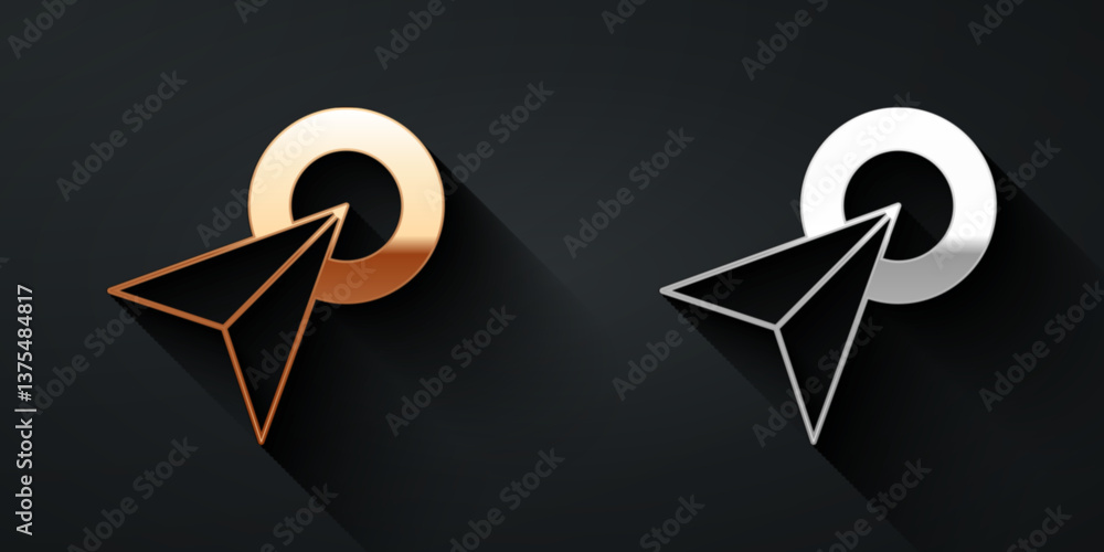 Poster gold and silver infographic of city map navigation icon isolated on black background. interface conc