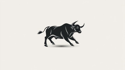 Obraz premium Powerful bull charging, white background, finance symbol