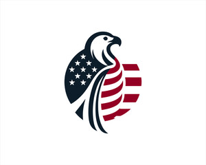 American Eagle Logo. USA Flag Eagle Vector. Patriotic Eagle Emblem.
