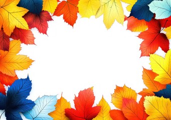 Obraz premium Autumn Leaves Border Design Autumn Background with Place for Text Vibrant Colorful Vector Art Decoration for Fall Season