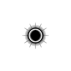 Geometric Black Sunburst Icon on White, Minimalist Design