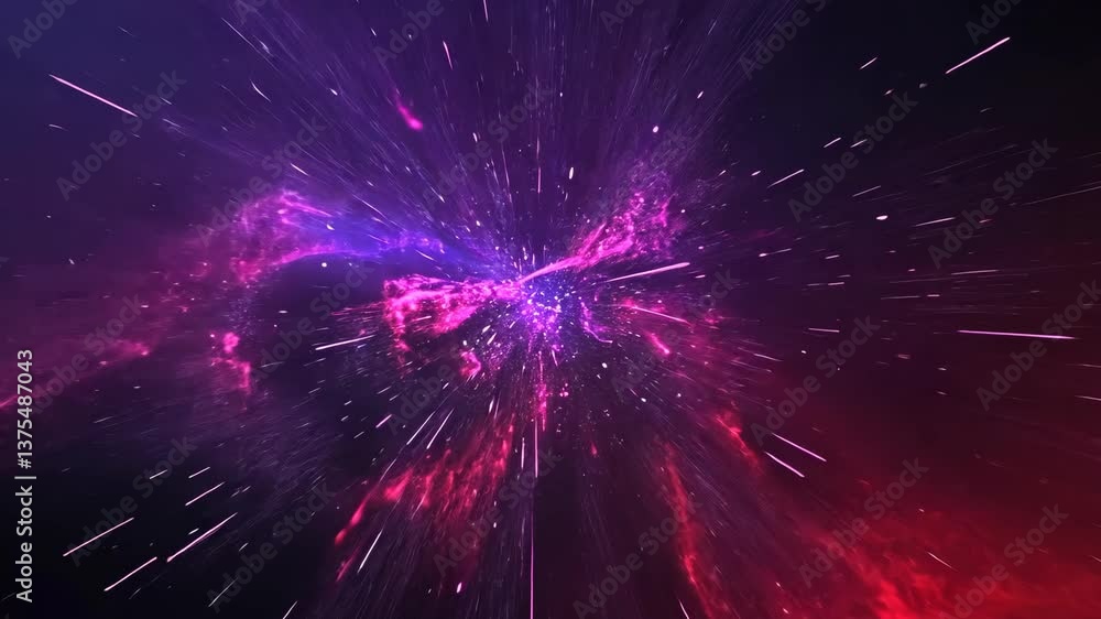 Poster vivid cosmic explosion revealing vibrant colors and dynamic patterns in deep space during a stellar 