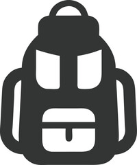 Obraz premium Simple Charcoal Backpack Icon with Front Pocket on Transparent Background