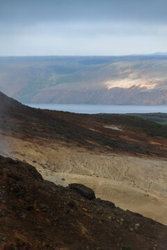 Gunnuhver thermal springs and Atlantic Ocean coastline, Reykjanes UNESCO Global Geopark, Reykjanes Peninsula, Iceland