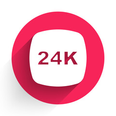 White Gold bars 24k icon isolated with long shadow background. Banking business concept. Red circle button. Vector