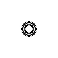 Minimalist Black Gear Icon on White Background: Technology and Mechanical Symbolism