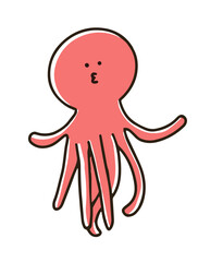 ゆるくてかわいいタコのイラスト