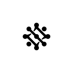Abstract Black Molecule Logo on White Background