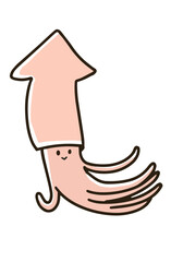ゆるくてかわいいイカのイラスト
