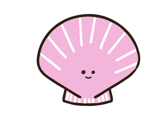 ゆるくてかわいいピンクのホタテのイラスト