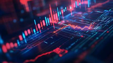 3D graph up with search notice icon for finance statistic, sell and buy report. analyzing investment money cash and exchange with finance. 3d trading stock report icon vector render illustration