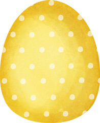 White dot and Yellow Easter egg watercolor PNG file.