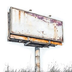 Rusty Billboard Blank Template Grunge Style Advertising Mockup.