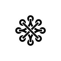 Obraz premium Abstract Black Knotwork Design on White Background