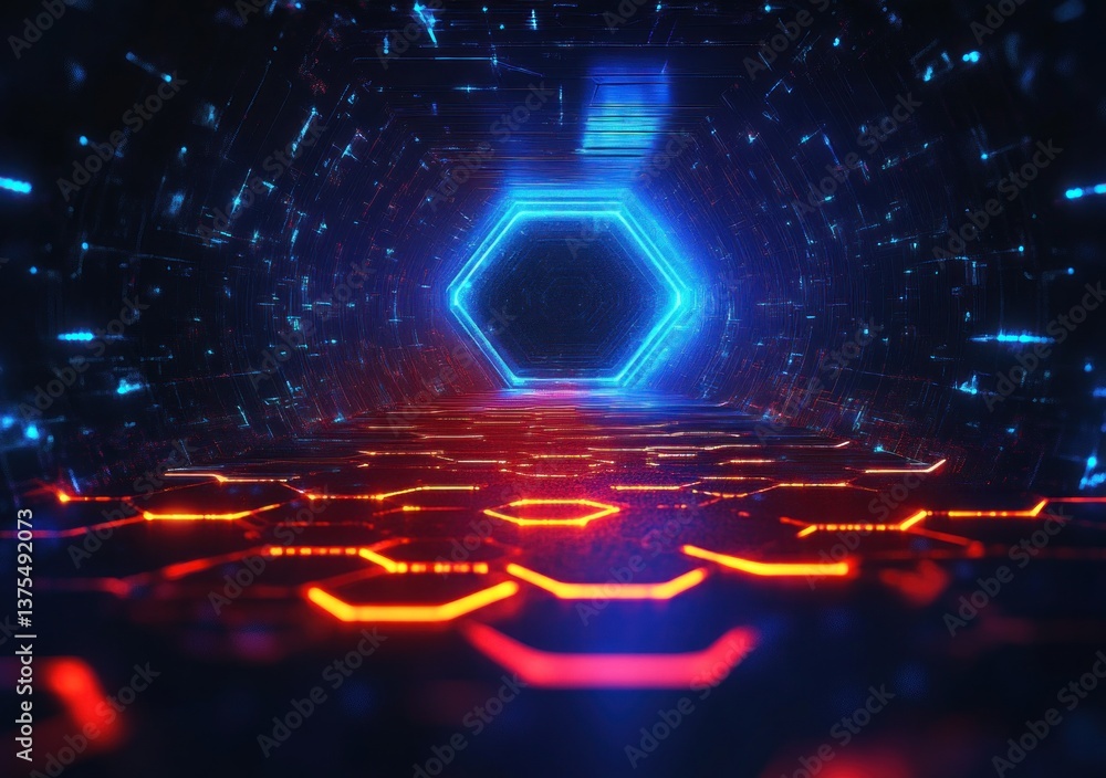 Poster futuristic abstract digital map of china with geometric network and neon elements