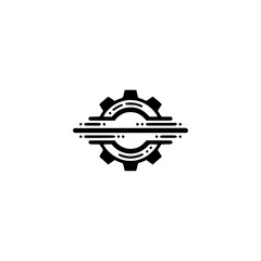Naklejka premium Modern Gear Logo: Minimalist Tech Design on White