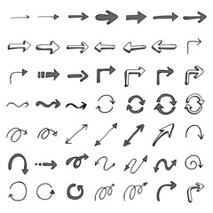 Arrow Doodle vector icon set. Drawing sketch illustration hand drawn line eps10