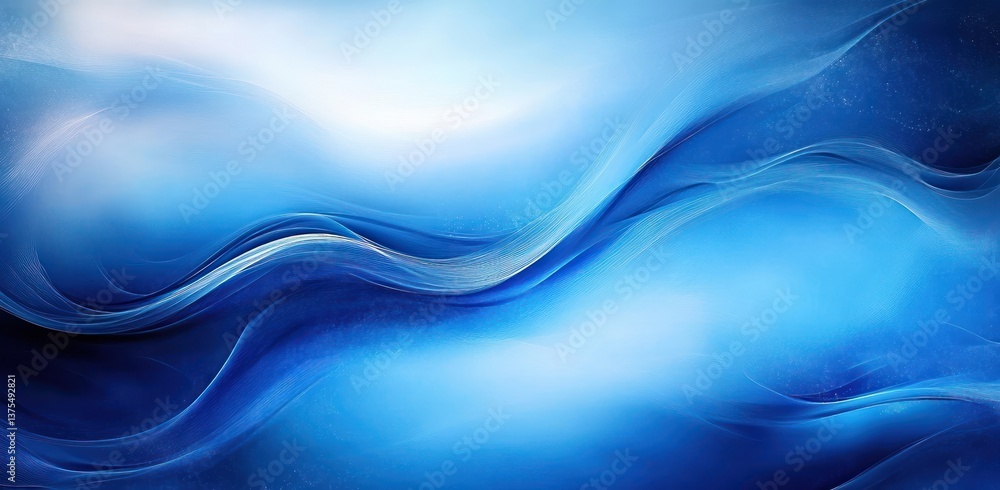 Poster futuristic abstract blue gradient background with smooth flowing waves and soft lighting
