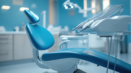 Clean and Modern Dental Office Interior with Bright Blue Accents